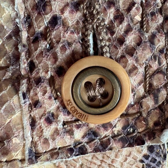 Just Cavalli Python Imprint Patent Mini Skirt Genuine Leather Sz42 US6 Authentic - Picture 8 of 15